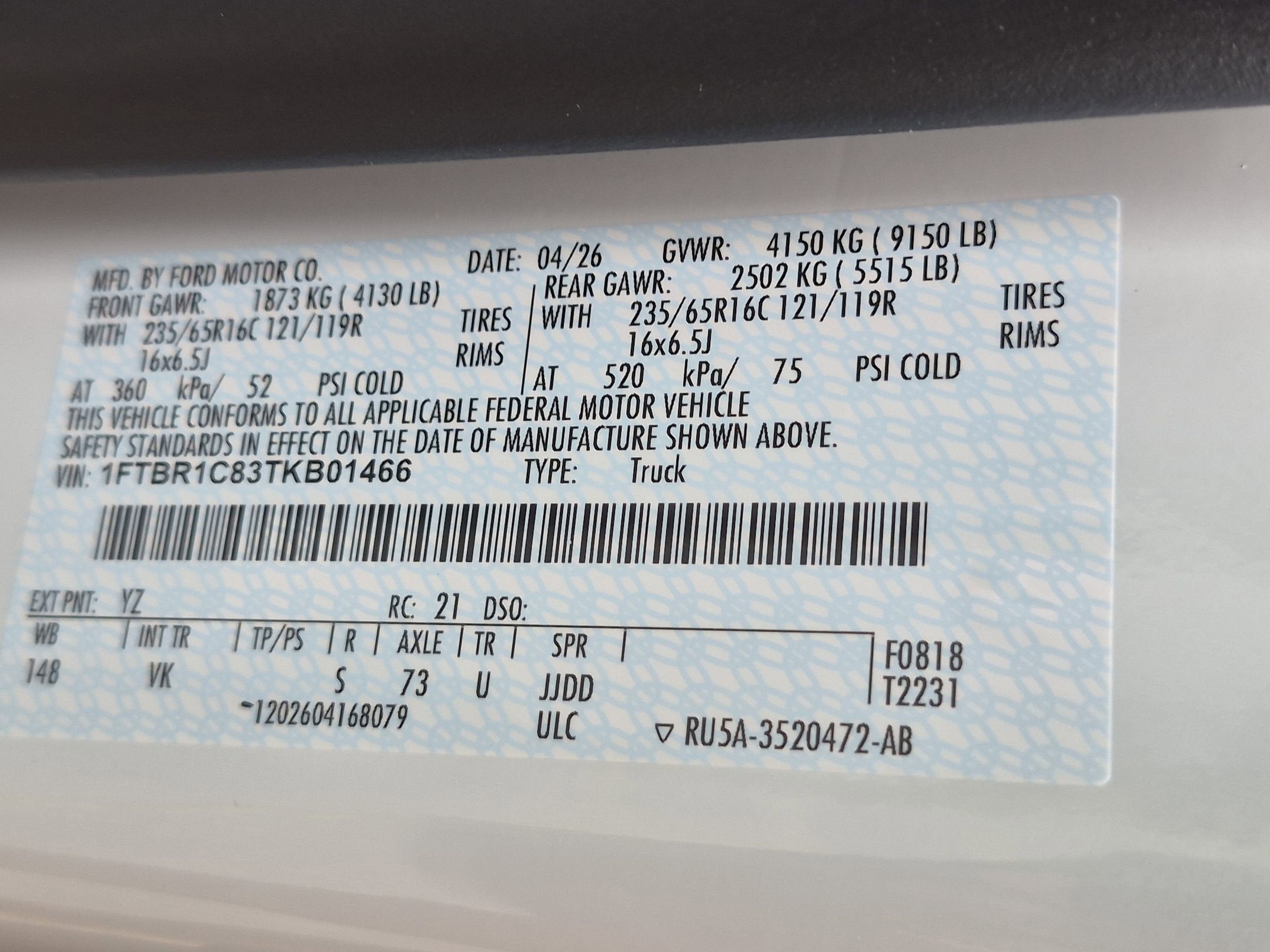 2026 Ford Transit Cargo Van Base