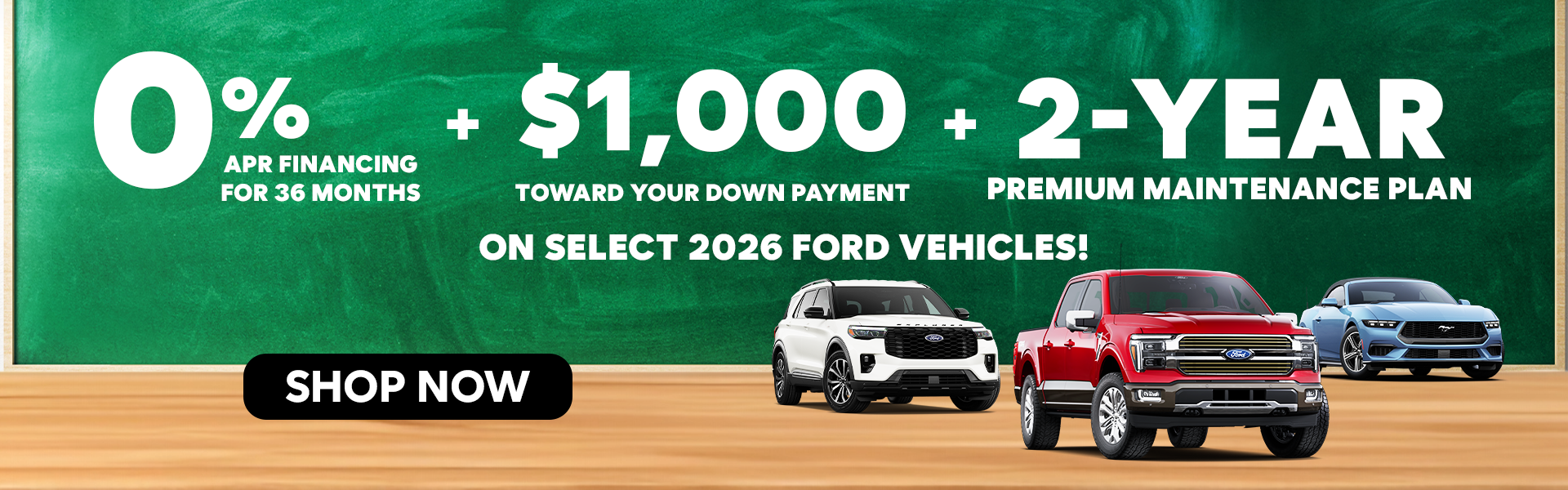 0% APR + $1,000 Down Payment + 2Year Maintenance Plan