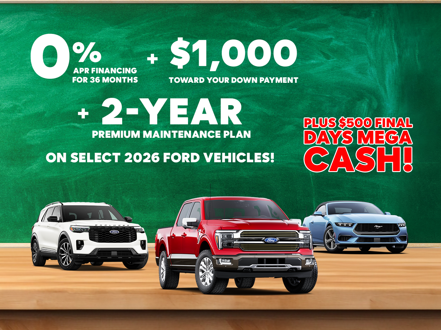 0% APR Financing for 36 Months + $1,000 Toward Down Payment + 2-Year Maintenance Plan